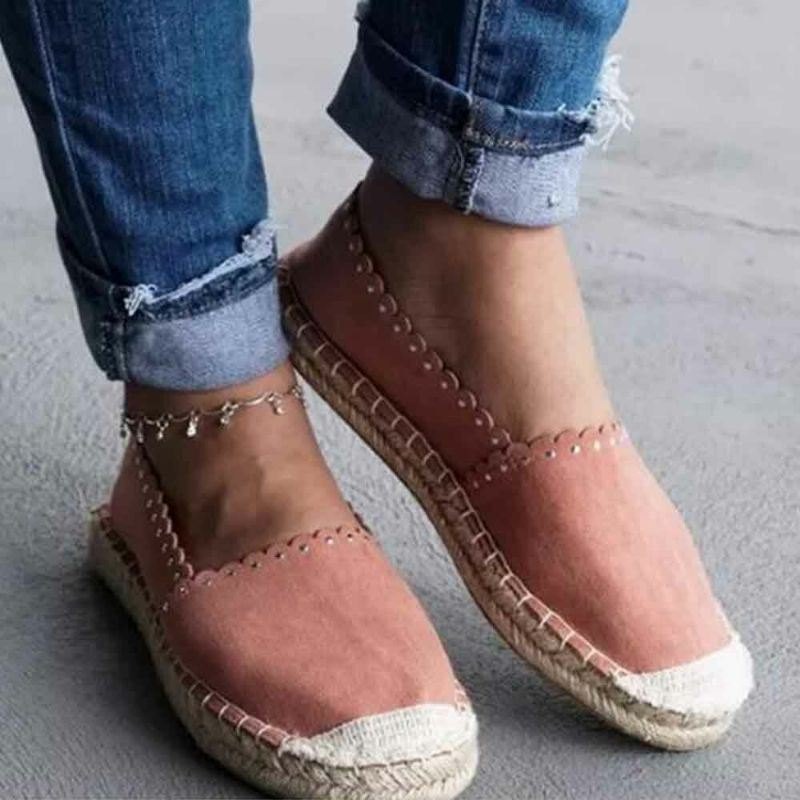 Dame Casual Comfy Pustende Espadrille Flat Slip On Flats