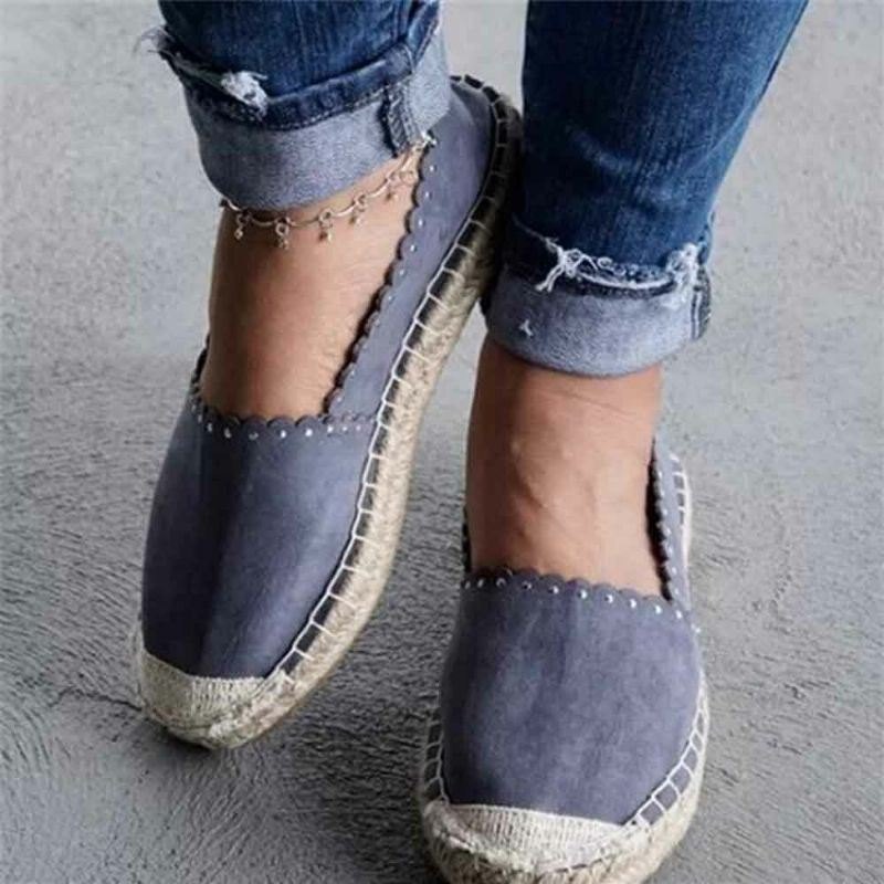 Dame Casual Comfy Pustende Espadrille Flat Slip On Flats