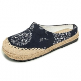 Dame Casual Cotton Lin Outdoor Komfortable Rund Toe Flat Loafer Sko