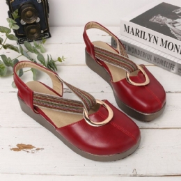 Dame Casual Elastisk Band Metal Hole Flats