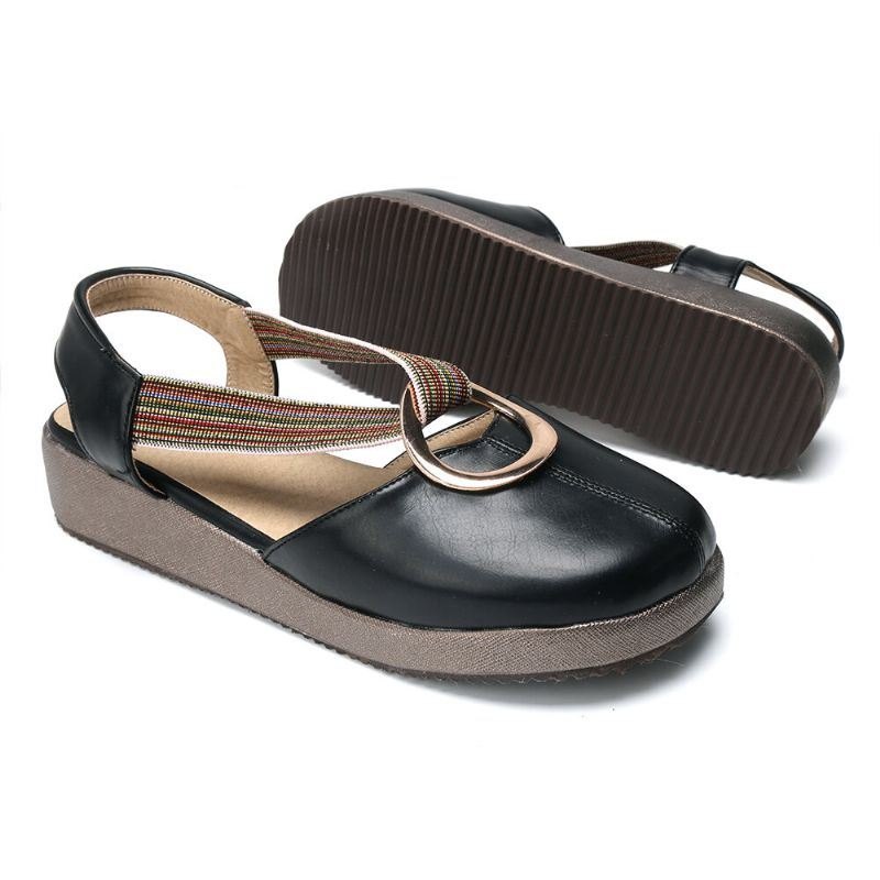 Dame Casual Elastisk Band Metal Hole Flats