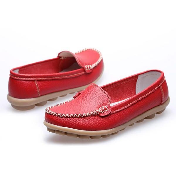 Dame Casual Flats Runde Tå Loafers Myk Såle Slip On Flat Loafers