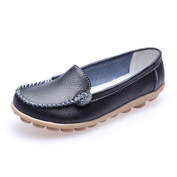 Dame Casual Flats Runde Tå Loafers Myk Såle Slip On Flat Loafers