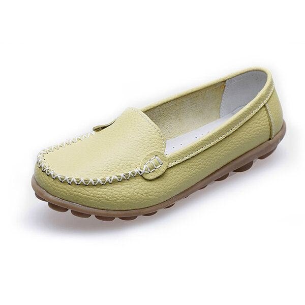 Dame Casual Flats Runde Tå Loafers Myk Såle Slip On Flat Loafers