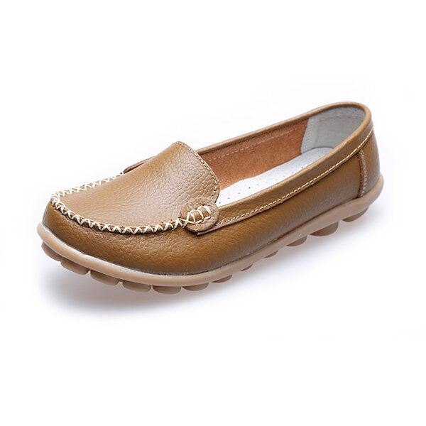 Dame Casual Flats Runde Tå Loafers Myk Såle Slip On Flat Loafers