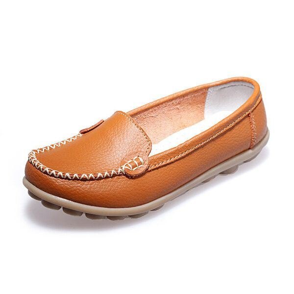 Dame Casual Flats Runde Tå Loafers Myk Såle Slip On Flat Loafers