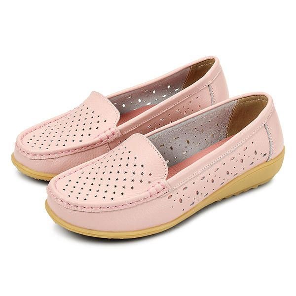 Dame Casual Hollow Out Myk Komfortabel Sommer Slip On Outdoor Flats Loafer Sko