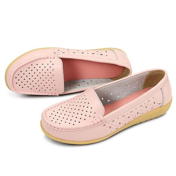 Dame Casual Hollow Out Myk Komfortabel Sommer Slip On Outdoor Flats Loafer Sko