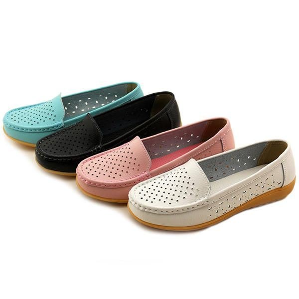 Dame Casual Hollow Out Myk Komfortabel Sommer Slip On Outdoor Flats Loafer Sko