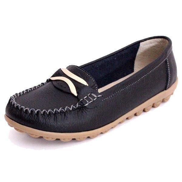 Dame Casual Høst Flats Runde Tå Sko Mykbunn Flat Loafers