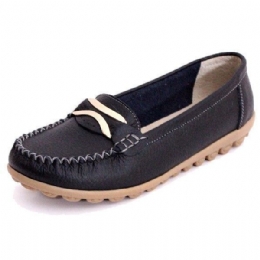 Dame Casual Høst Flats Runde Tå Sko Mykbunn Flat Loafers