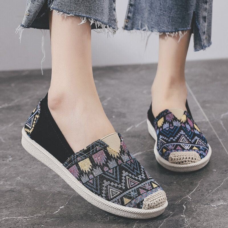 Dame Casual Myk Patchwork Rund Toe Fisherman Sko