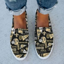 Dame Casual Printing Letter Mønster Rund Toe Flat Canvas Sko