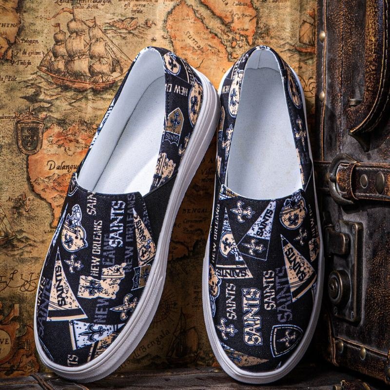 Dame Casual Printing Letter Mønster Rund Toe Flat Canvas Sko