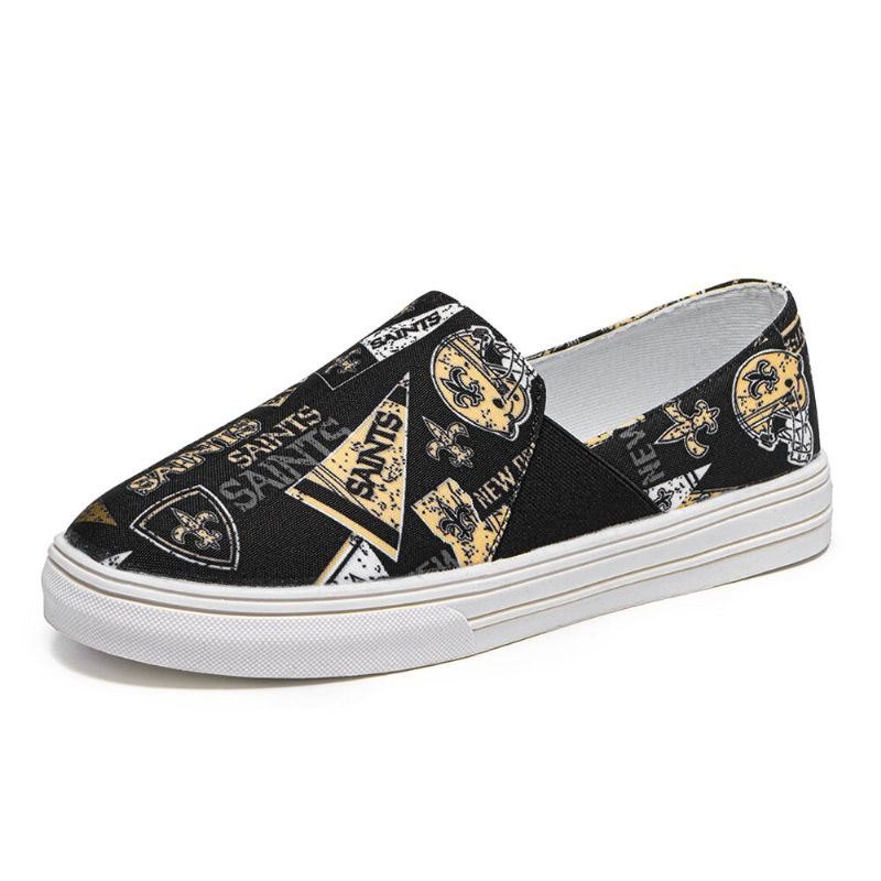 Dame Casual Printing Letter Mønster Rund Toe Flat Canvas Sko