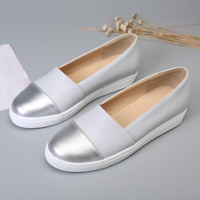 Dame Casual Pure Color Stitching Flats