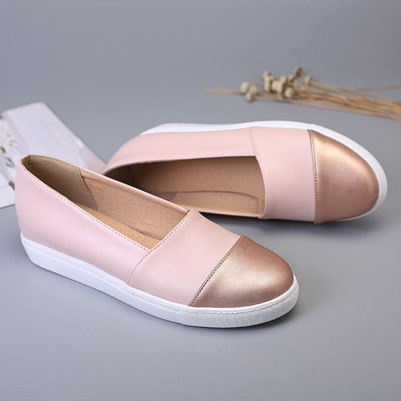 Dame Casual Pure Color Stitching Flats