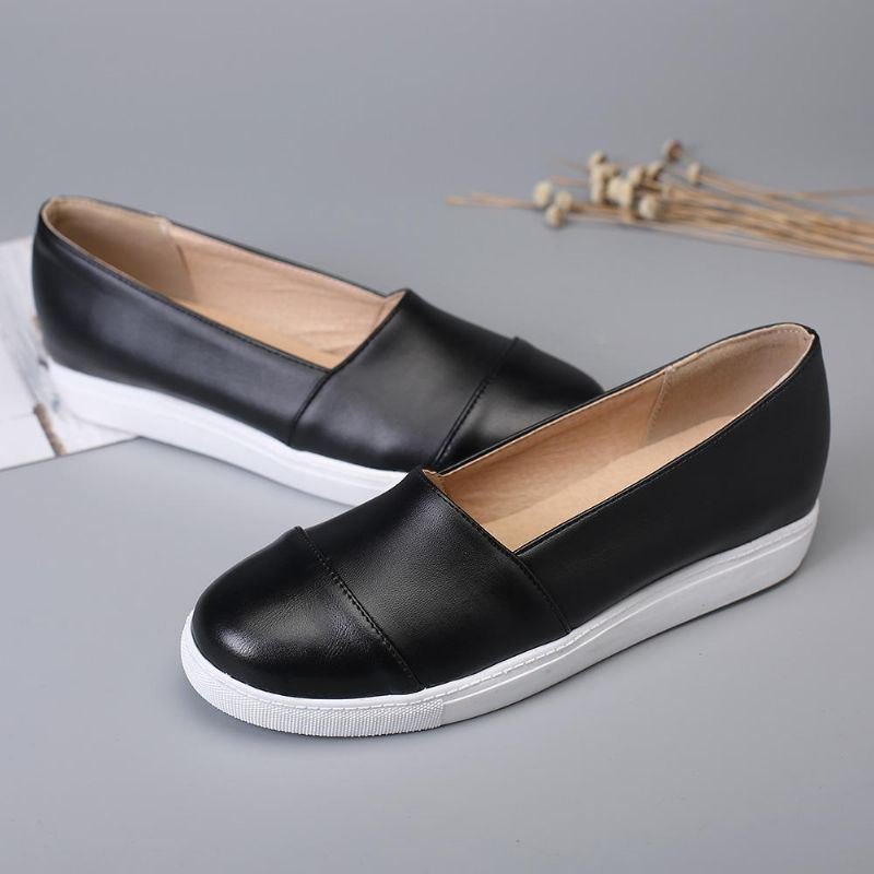 Dame Casual Pure Color Stitching Flats