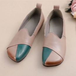 Dame Casual Retro Colorblock Ekte Skinn Myk Komfortabel Lazy Flat Sko