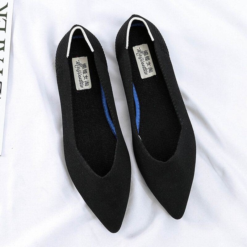 Dame Casual Spissstrikkede Vamp Soft Sole Loafers