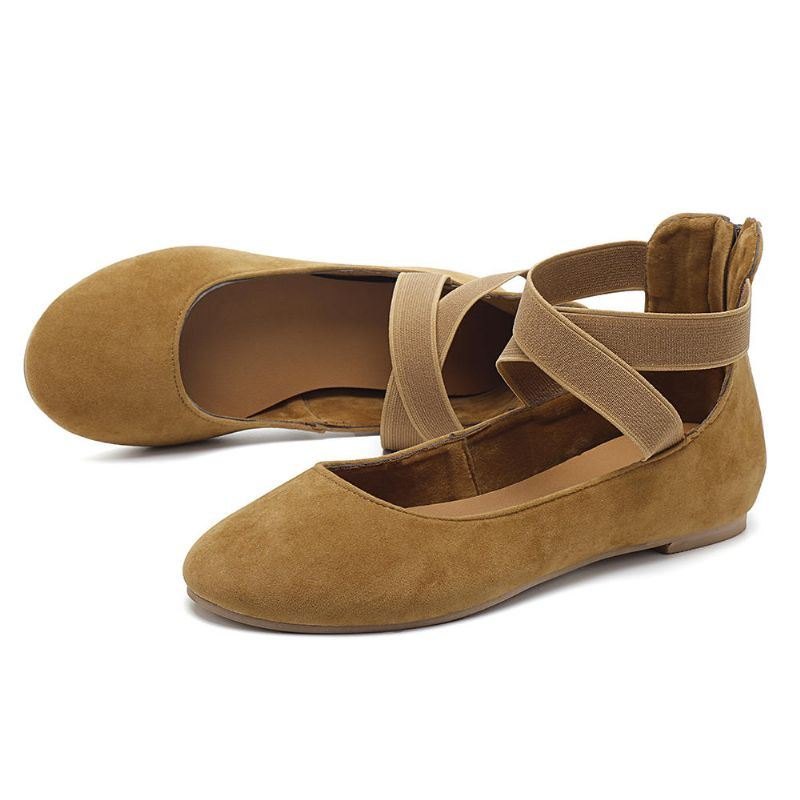 Dame Casual Suede Flats Cross Sko