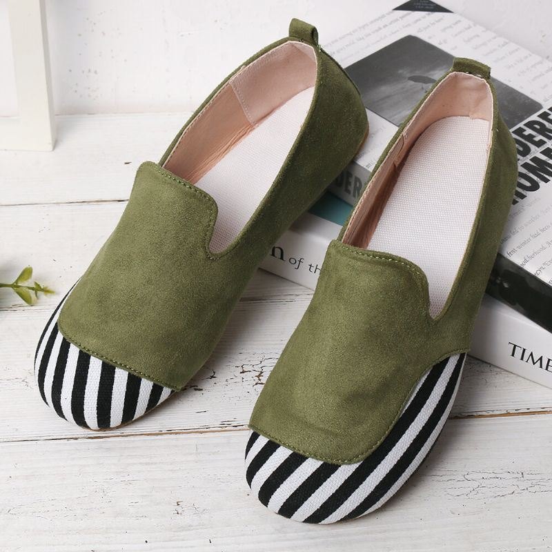 Dame Casual Suede Stitching Slip On Flats