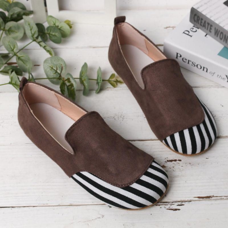 Dame Casual Suede Stitching Slip On Flats