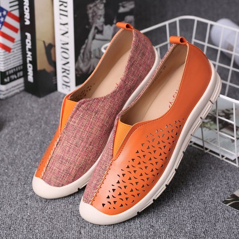 Dame Colorblock Comfy Hollow Pustende Casual Flats