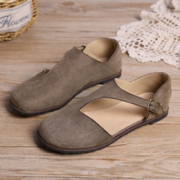 Dame Comfy Suede Spenne Pure Color Flats