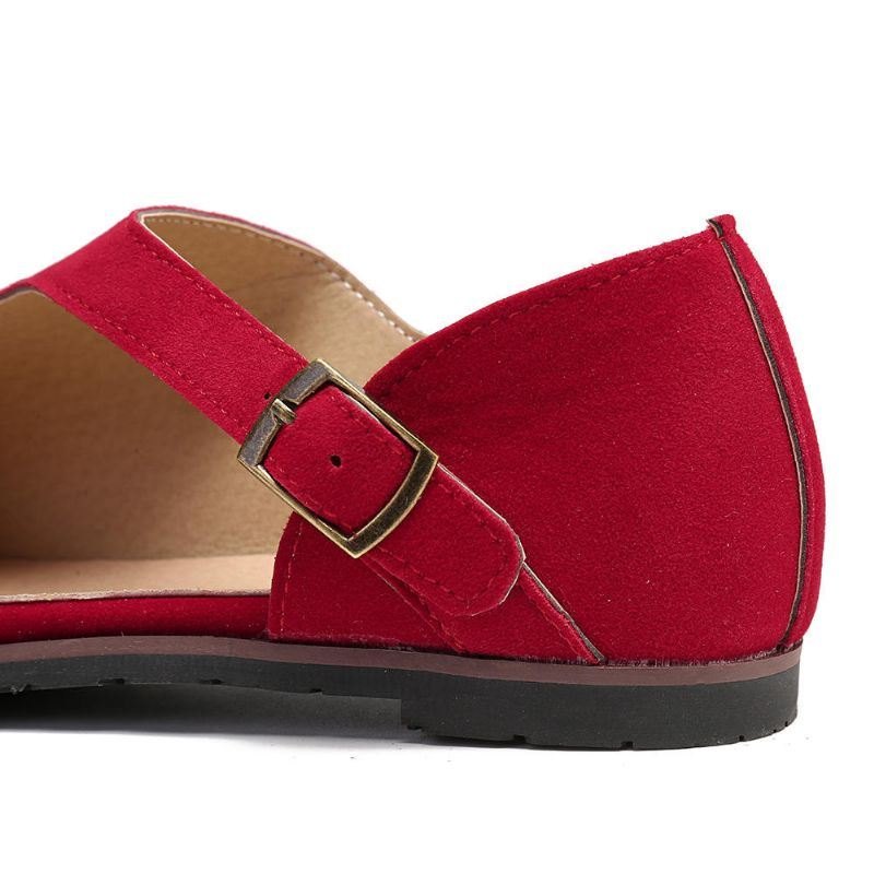 Dame Comfy Suede Spenne Pure Color Flats