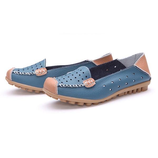 Dame Ekte Skinn Casual Flate Sko Slip-on Fritidssko Pustende Ballettsko