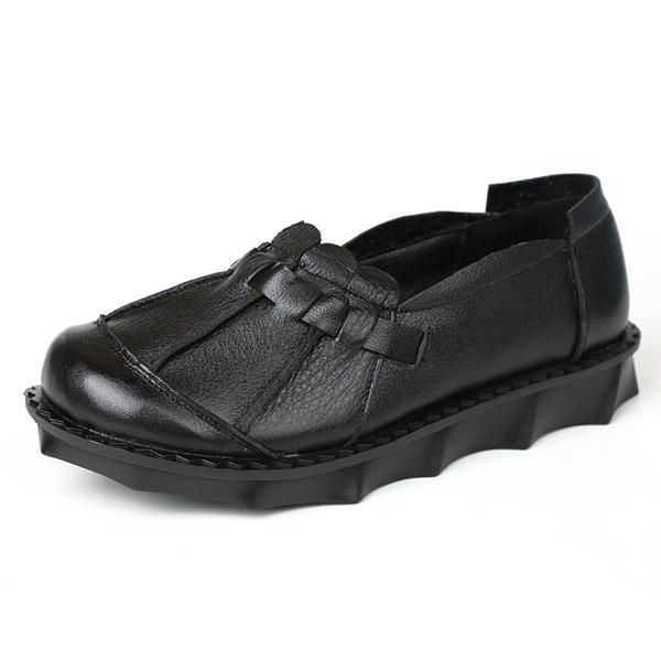 Dame Ekte Skinn Retro Myk Komfortable Flats Slip-on Loafers