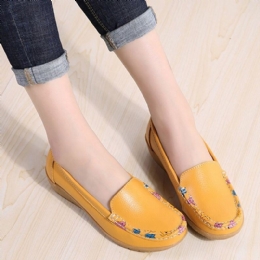 Dame Fargerike Stricing Komfortable Sklisikker Uformelle Slip On Loafers