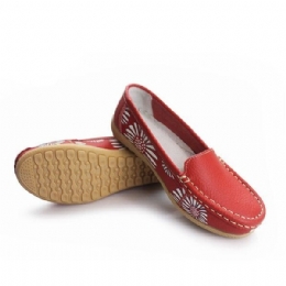 Dame Flate Sko Komfortable Slip-on Myk Uformell Blomst Blomstrete Skinn Loafers Flate Sko