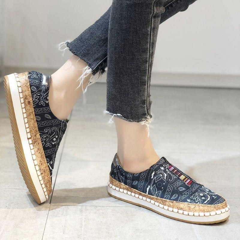 Dame Folkways Printing Comfy Slip On Casual Flat Shoes