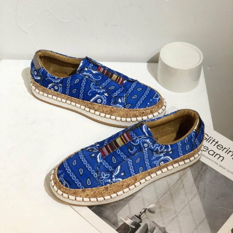 Dame Folkways Printing Comfy Slip On Casual Flat Shoes