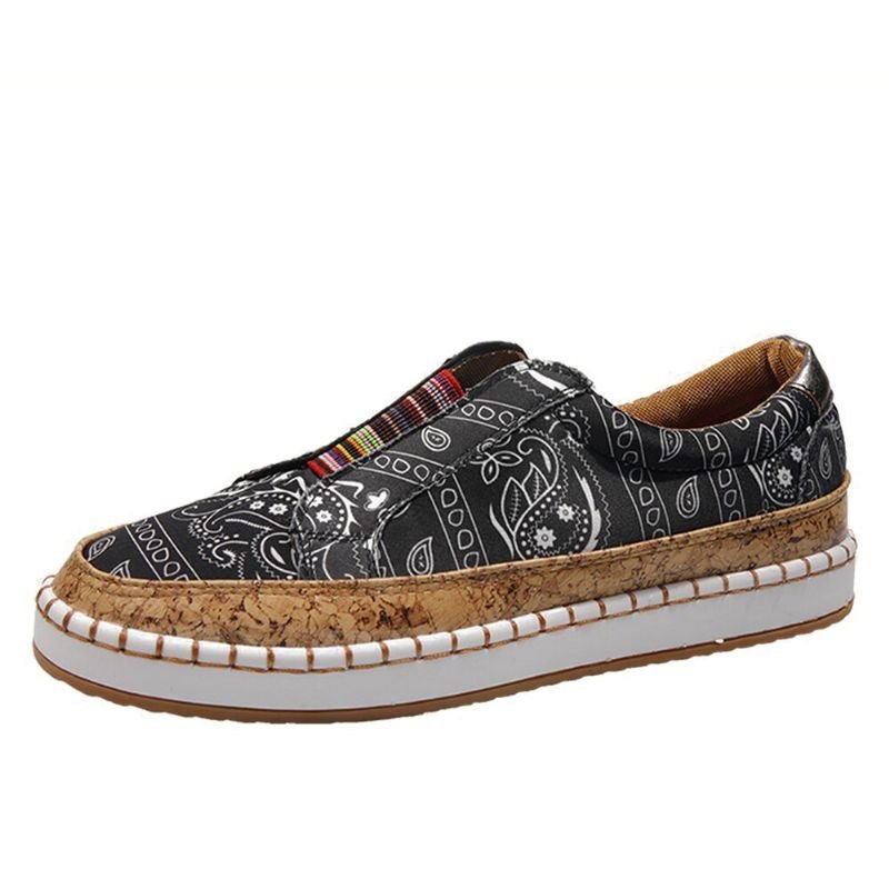 Dame Folkways Printing Comfy Slip On Casual Flat Shoes