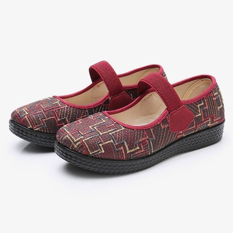 Dame Gamle Peking Cloth Elastisk Slip On Resistant Loafers