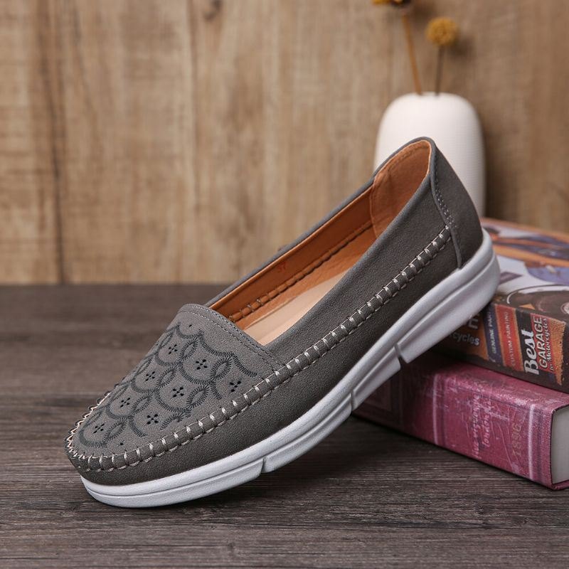 Dame Hand Stricing Hollow Comfy Massasje Pustende Casual Flats