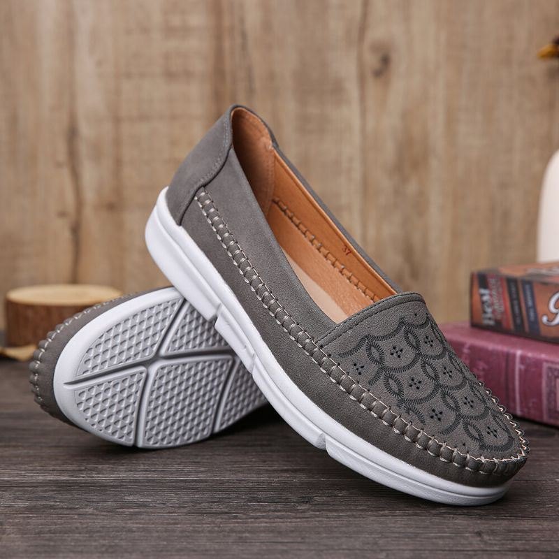 Dame Hand Stricing Hollow Comfy Massasje Pustende Casual Flats