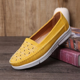 Dame Hollow Comfy Massasje Myk Såle Casual Slip On Falts