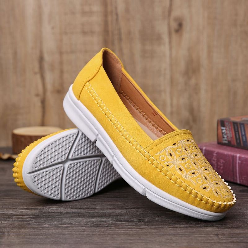 Dame Hollow Comfy Massasje Myk Såle Casual Slip On Falts