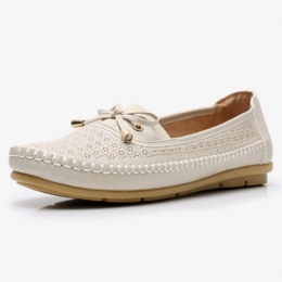 Dame Hollow Out Bue Knot Myk Såle Slip On Casual Flats