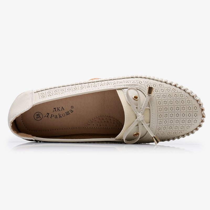 Dame Hollow Out Bue Knot Myk Såle Slip On Casual Flats