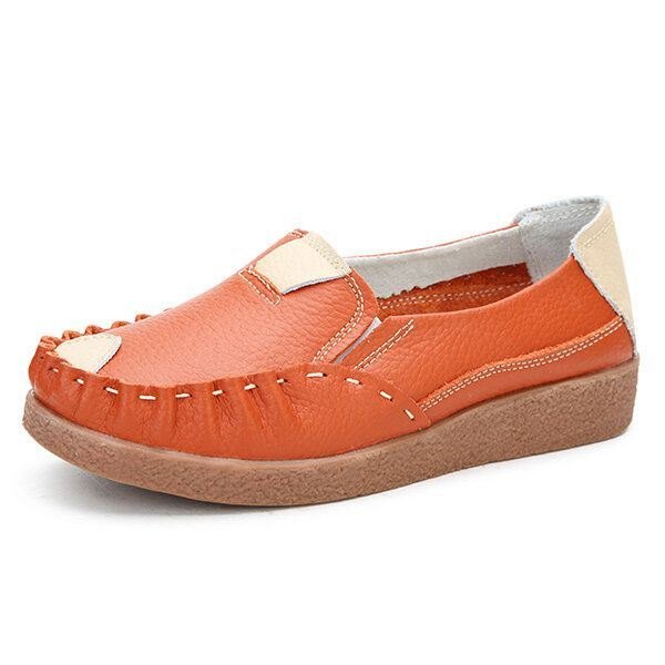 Dame Høst Flats Myk Sloe Rund Toe Sko Fargematchende Flat Loafers