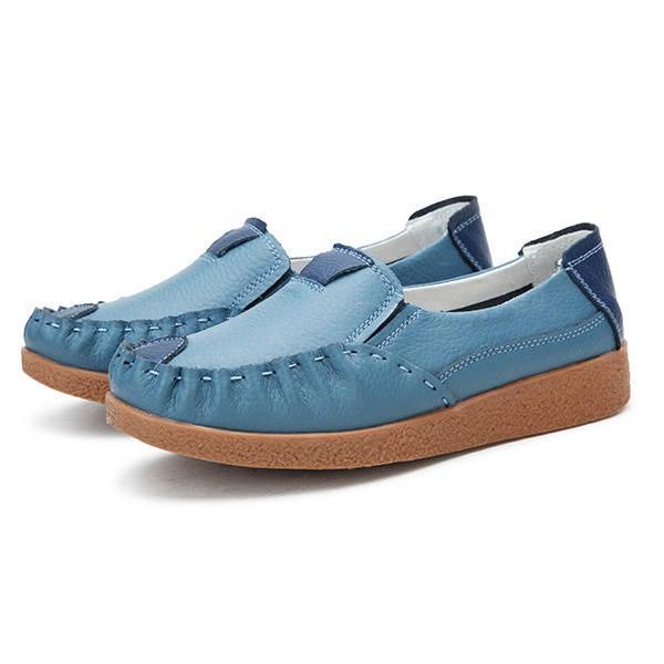 Dame Høst Flats Myk Sloe Rund Toe Sko Fargematchende Flat Loafers