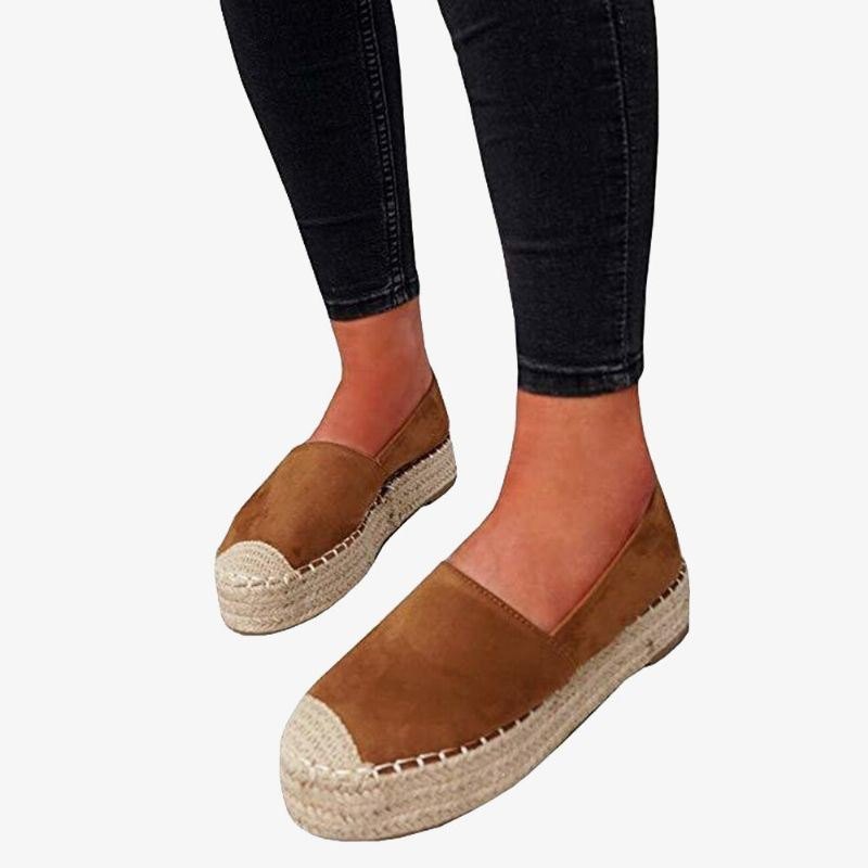 Dame Komfortabel Bærbar Casual Espadrille Slip On Platform Flats