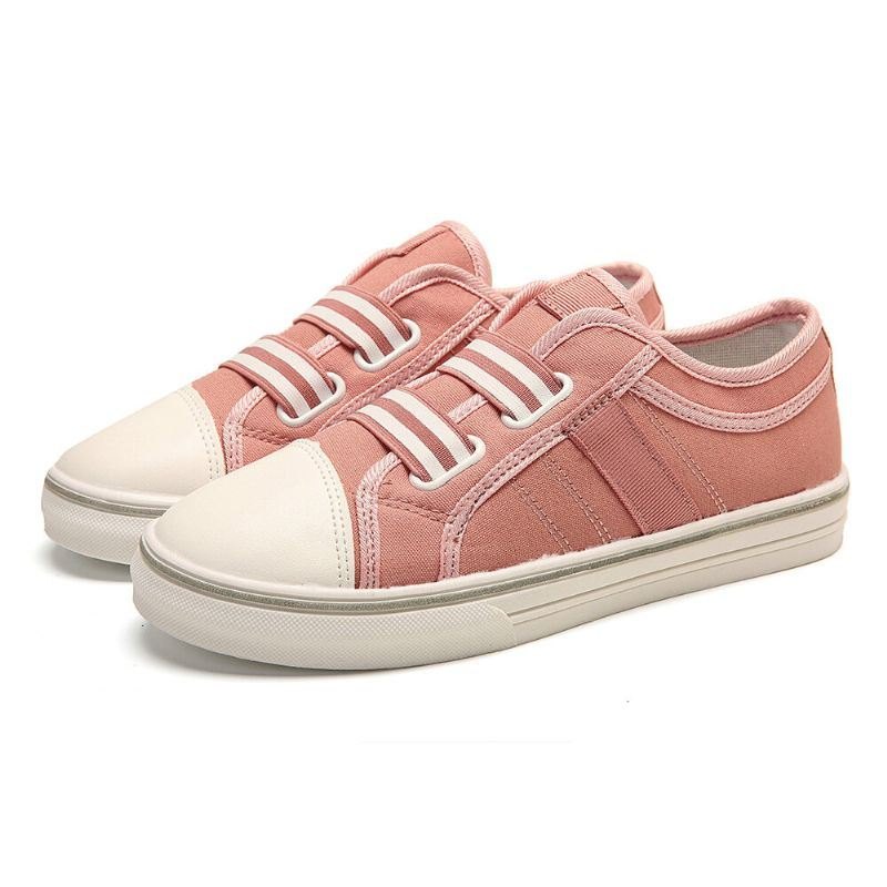 Dame Large Size Canvas Sneakers Elastisk Bånd Casual Flats