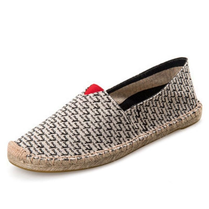 Dame Large Størrelse Ensfarget Slip-on Espadrilles Fisherman Flat Shoes