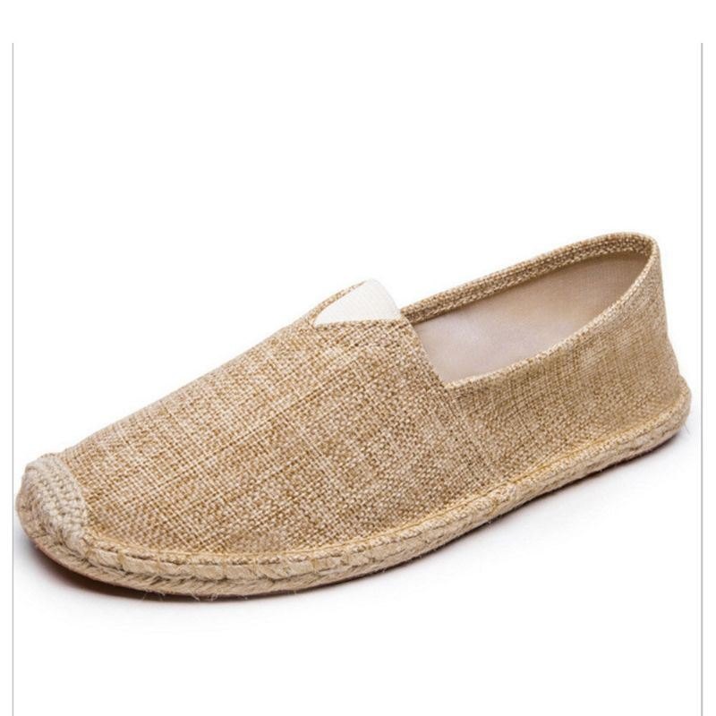 Dame Large Størrelse Ensfarget Slip-on Espadrilles Fisherman Flat Shoes